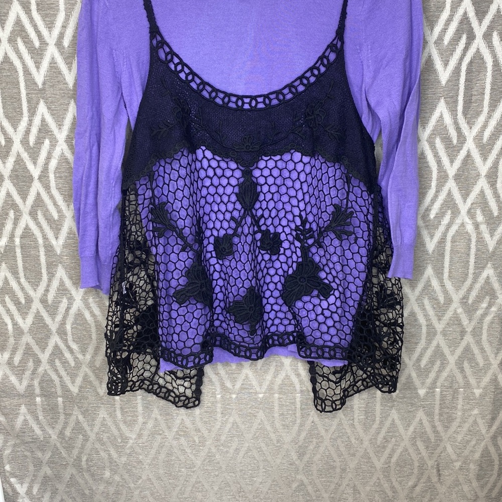 Poof! Crochet Open Back Tank in Black - Picture 3 of 4